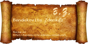 Bendekovits Zdenkó névjegykártya